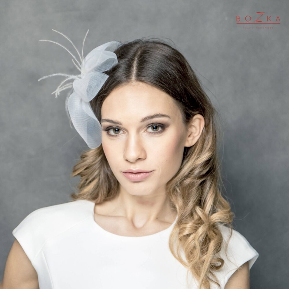 Crin Wedding Flower With Feathers, Bridal Comb, Fascinator Made Of Crin Delicate Feathers