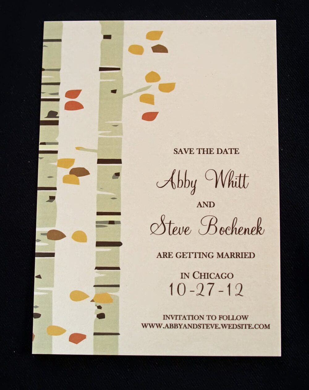 Rustic Wedding Save The Date - Birch Tree Invitation Motif Forrest