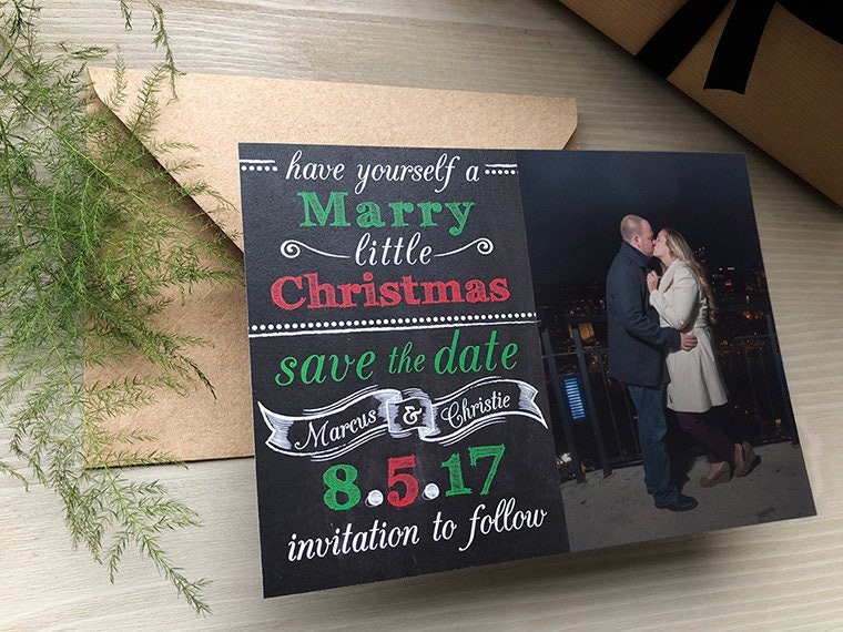 Marry Little Christmas Holiday Photo Save The Dates & Card Date