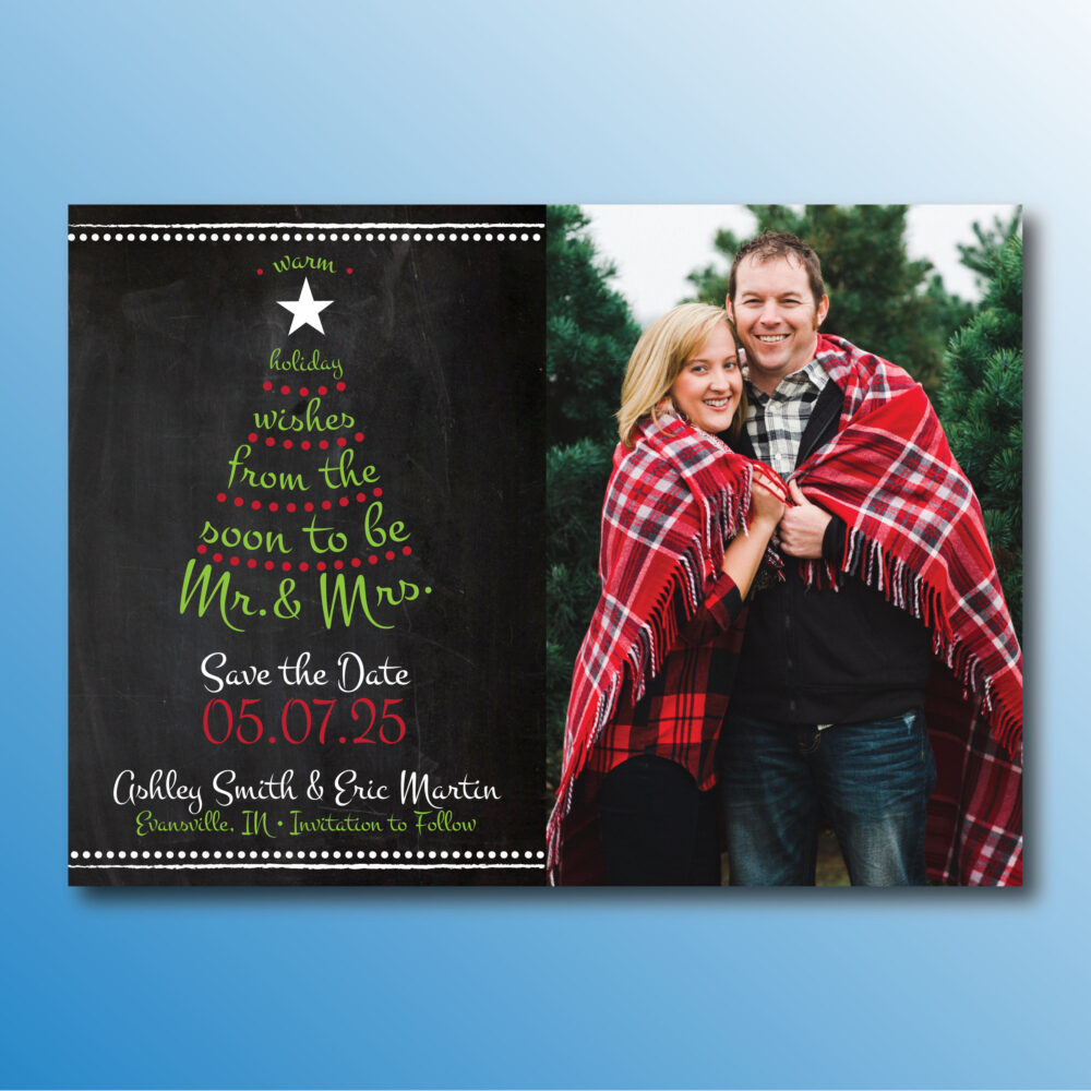 Warm Holiday Wishes Christmas Tree Photo Save The Date Card