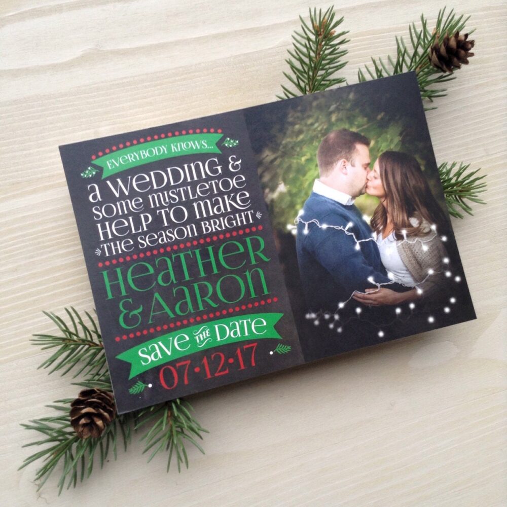 Mistletoe Wedding Save The Dates Holiday Date Christmas Printed Chalkboard