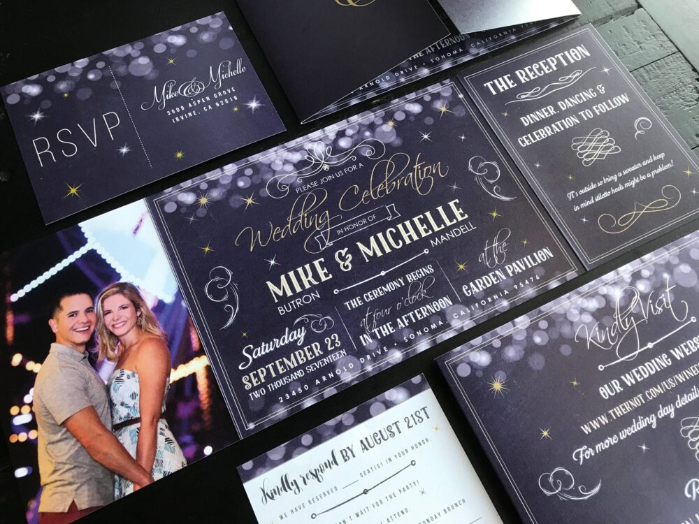 Custom Wedding Invitation | Fold Suite Invite & Postcard Rsvp Announcement To Your Colors