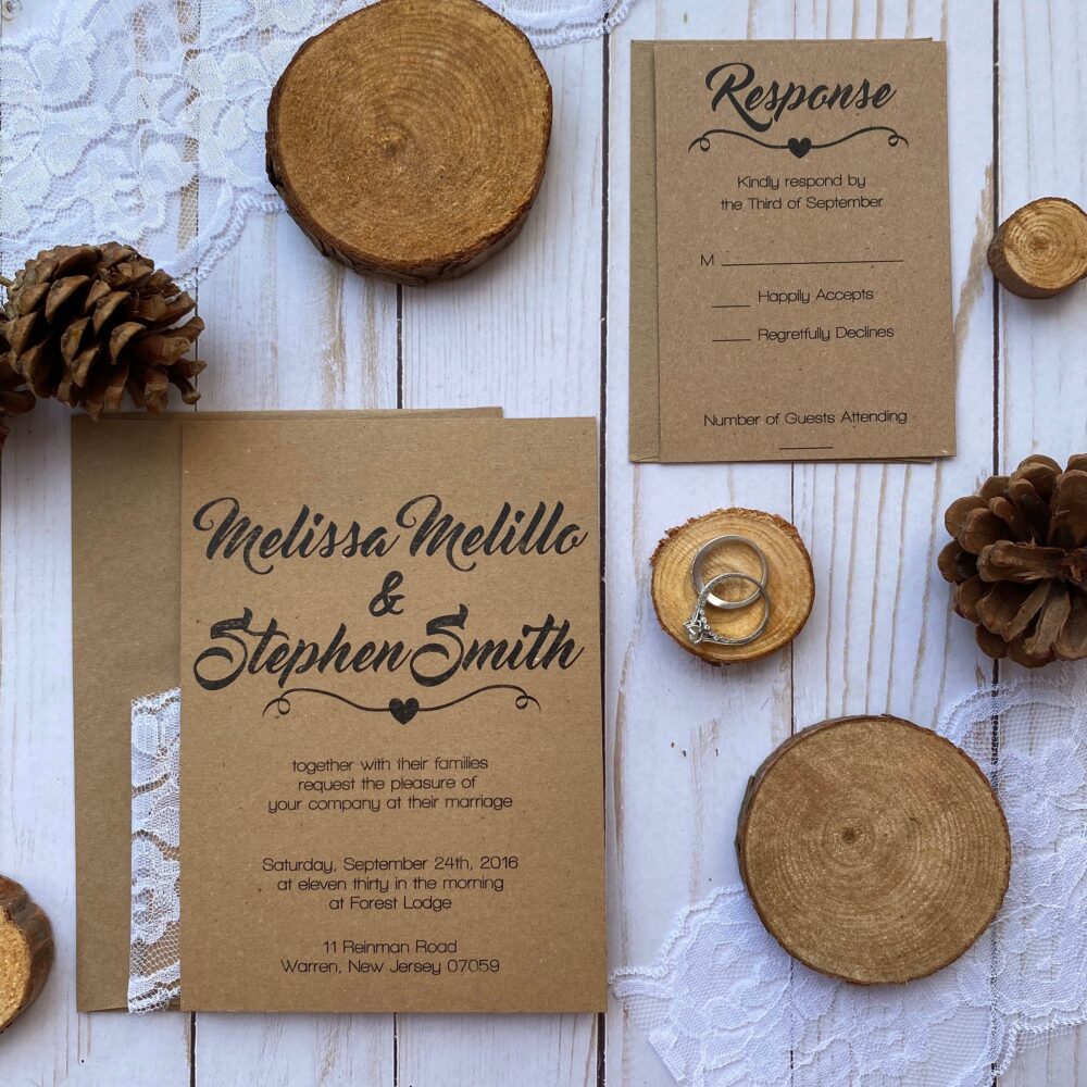 Rustic Lace Brown Wedding Invitations