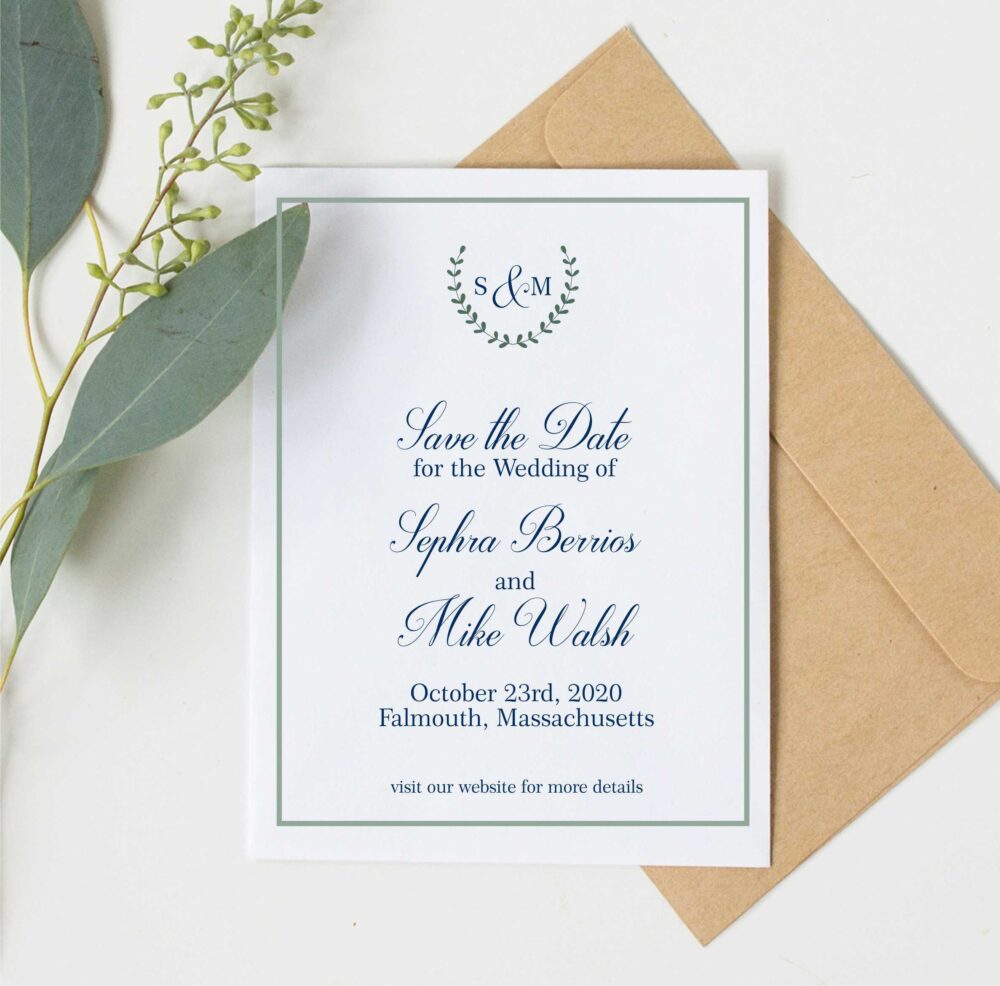 Delicate Monogram Save The Date, Wedding Rustic Wedding, Custom Save Date, Modern Date