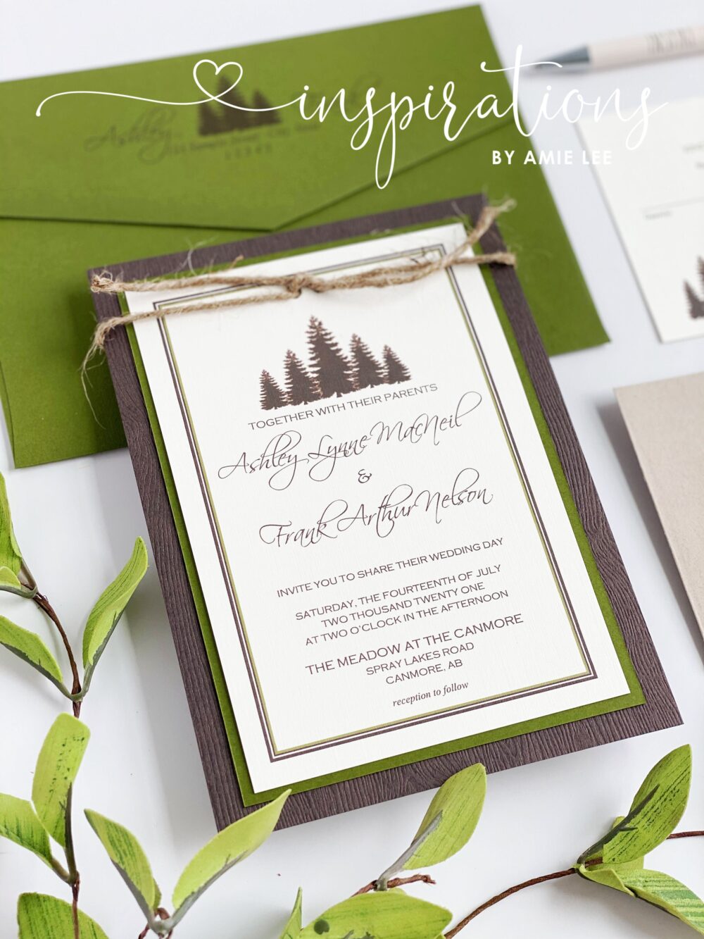 Rustic Mountain Wedding Invitations Evergreen Forest Design