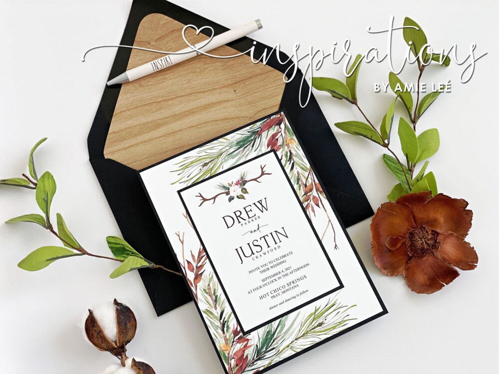 Rustic Forest Wedding Invitations Elegant Woods, Mountain Theme