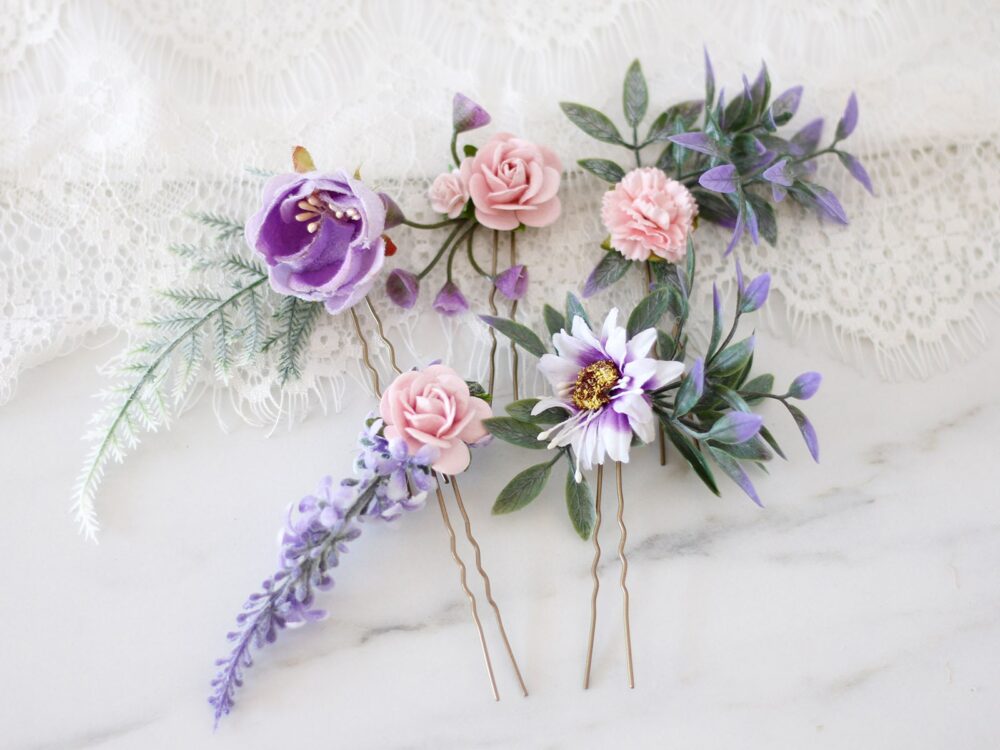 Floral Hair Pins Set Wedding Bridal Flower Bobby