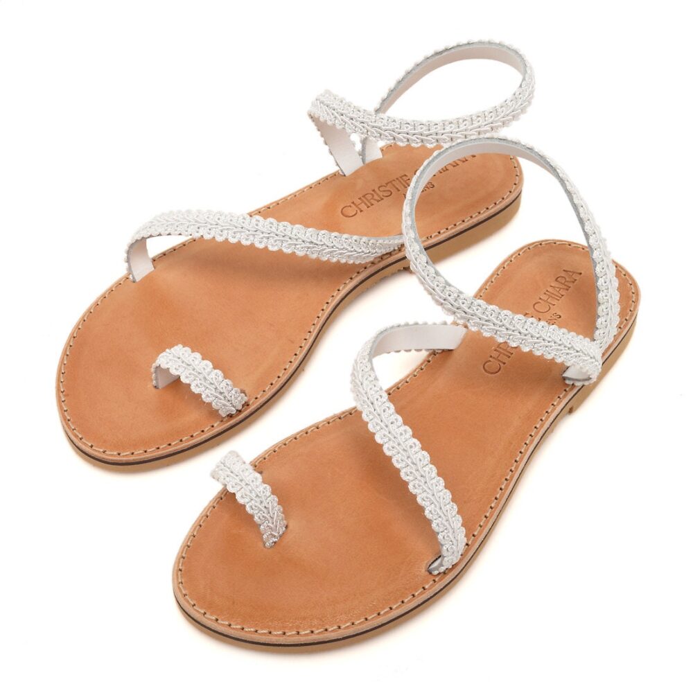 White Lace Sandals, Wedding Bridal Sandals For Weddings, Leather Vachetta Leather, Greek Women