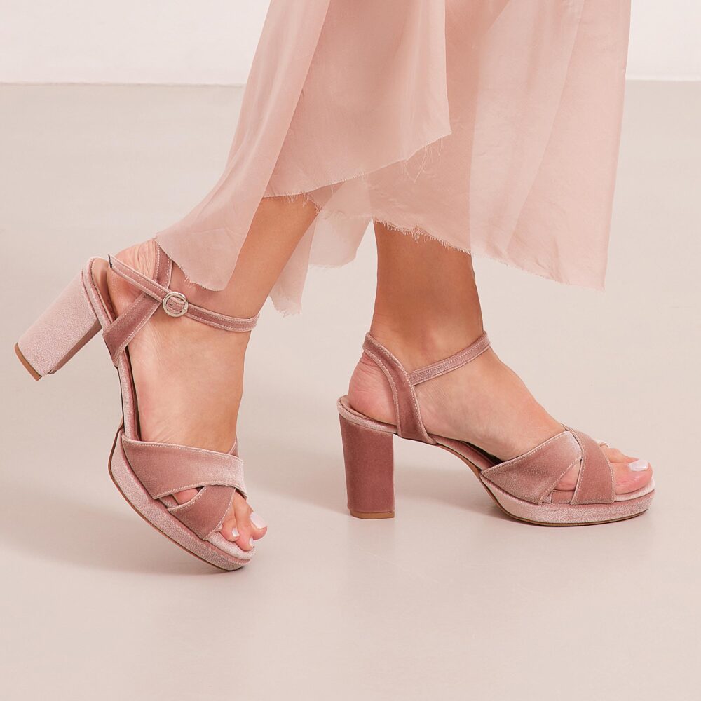 Blush Platform Heels, Bridal Sandals, Dusty Rose Criss Cross Platforms For Wedding, "Fani", Custom Made