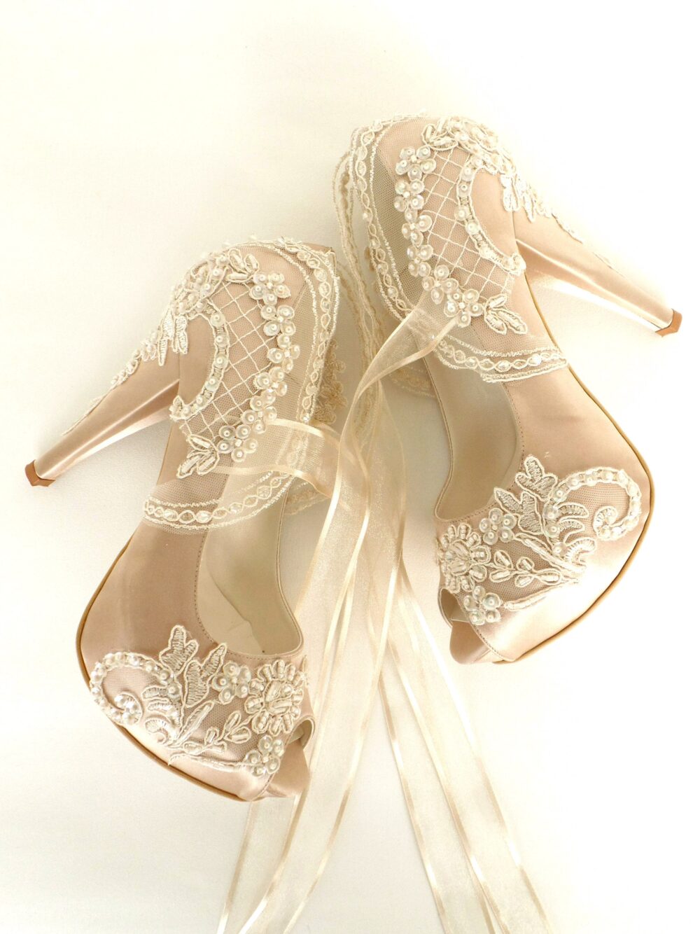 Lace Wedding Shoes, Champagne Bridal Shoes