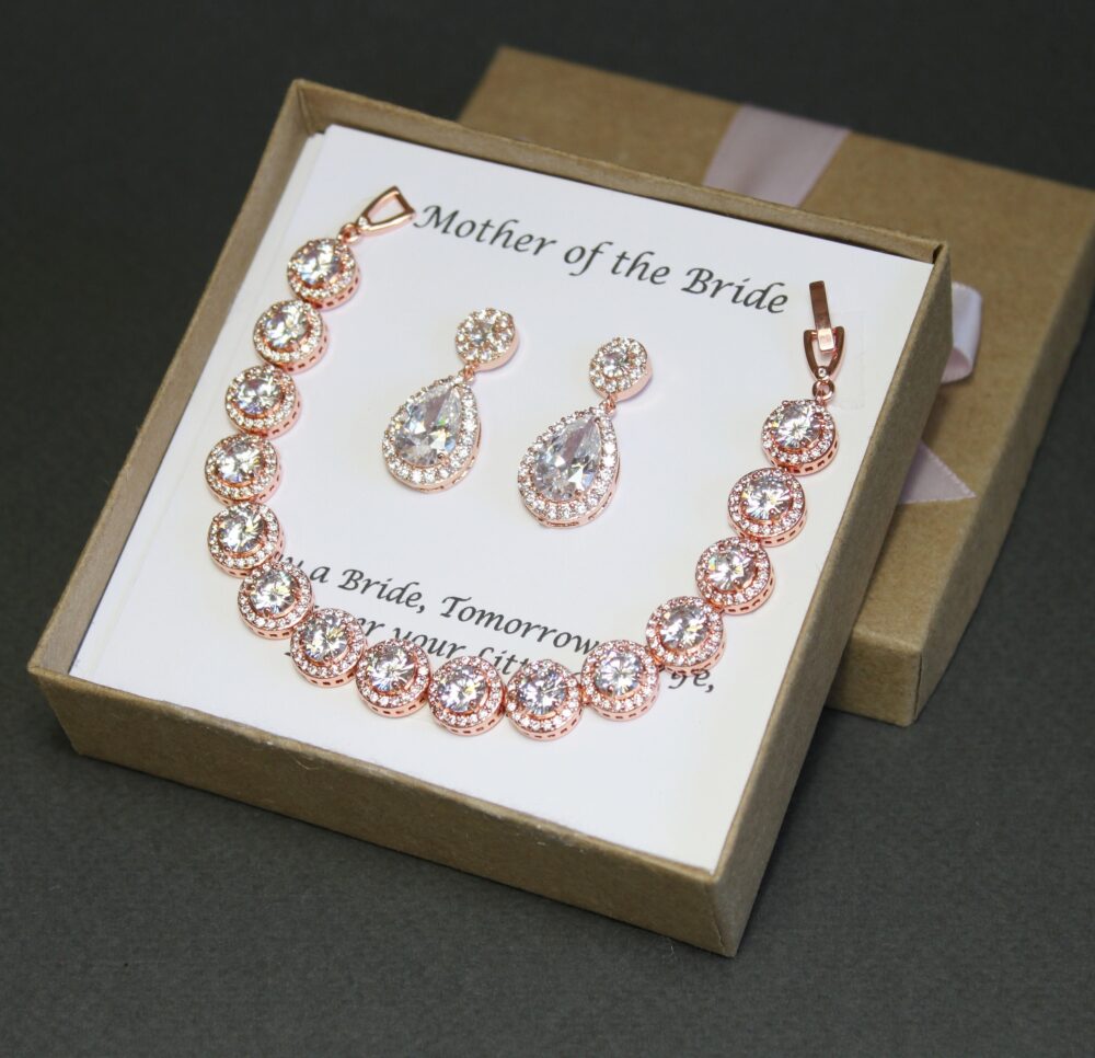 Mother Of The Groom Gift Bride My Other Mom Grandmother Stepmother Wedding Set Silver Bracelet Earrings