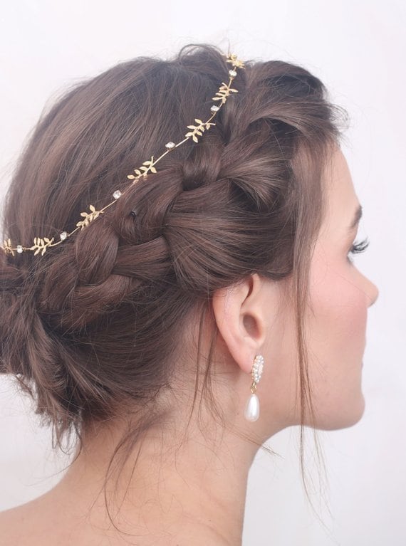 Unique Leaf Wedding Bridal Crystal Tiara