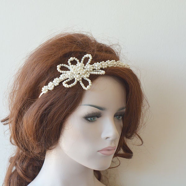 Pearl Tiara Headpiece For Wedding, Bridal Crown, Wedding Hair Accessories