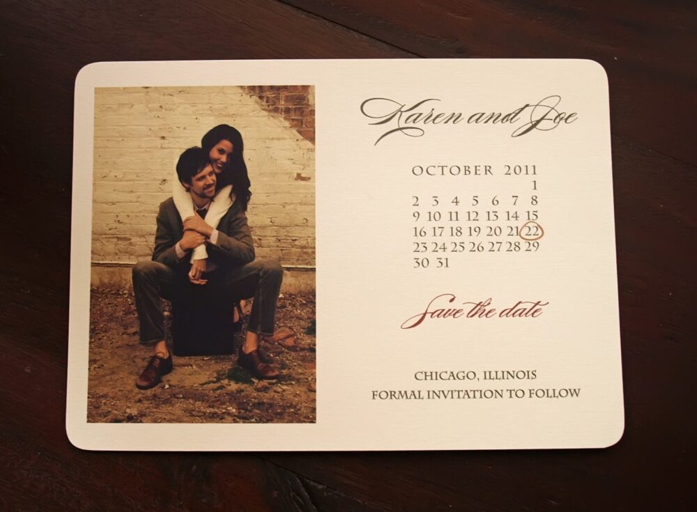 Save The Date Calendar Wedding Invitation - Rustic Photo Card