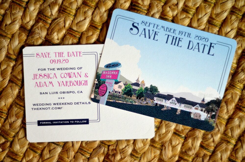 Madonna Inn San Luis Obispo Wedding Save The Date Postcard, Customized Invitation Dates