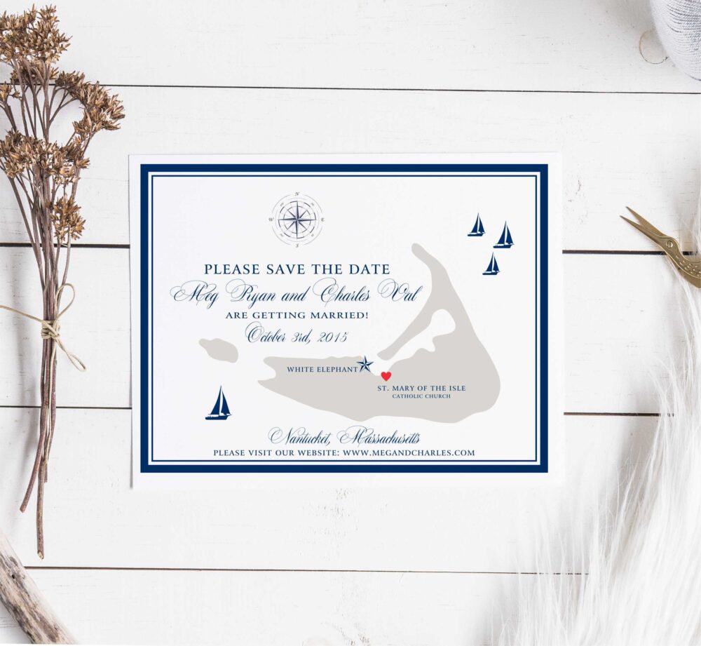 Nantucket Save The Date, Nautical Wedding, Island Save Date, Coastal Our Date, Wedding, Beach