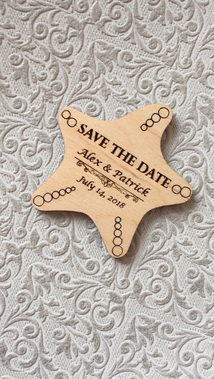 starfish Wood Save The Date Magnet Beach Wedding Favor