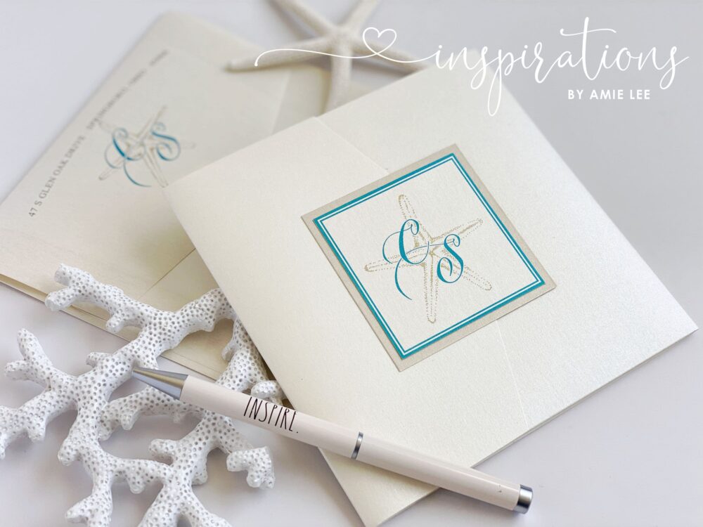 Elegant Beach Wedding Invitations, Classic Beach, Formal Wedding, Island Resort Starfish Design