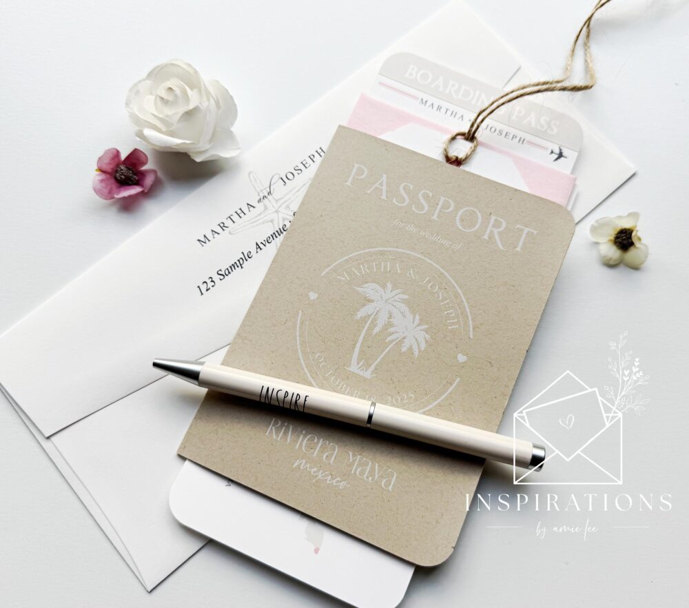 Passport Wedding Invitations, Destination Wedding, Beach, Travel Theme, International, Coastal, Boarding Pass