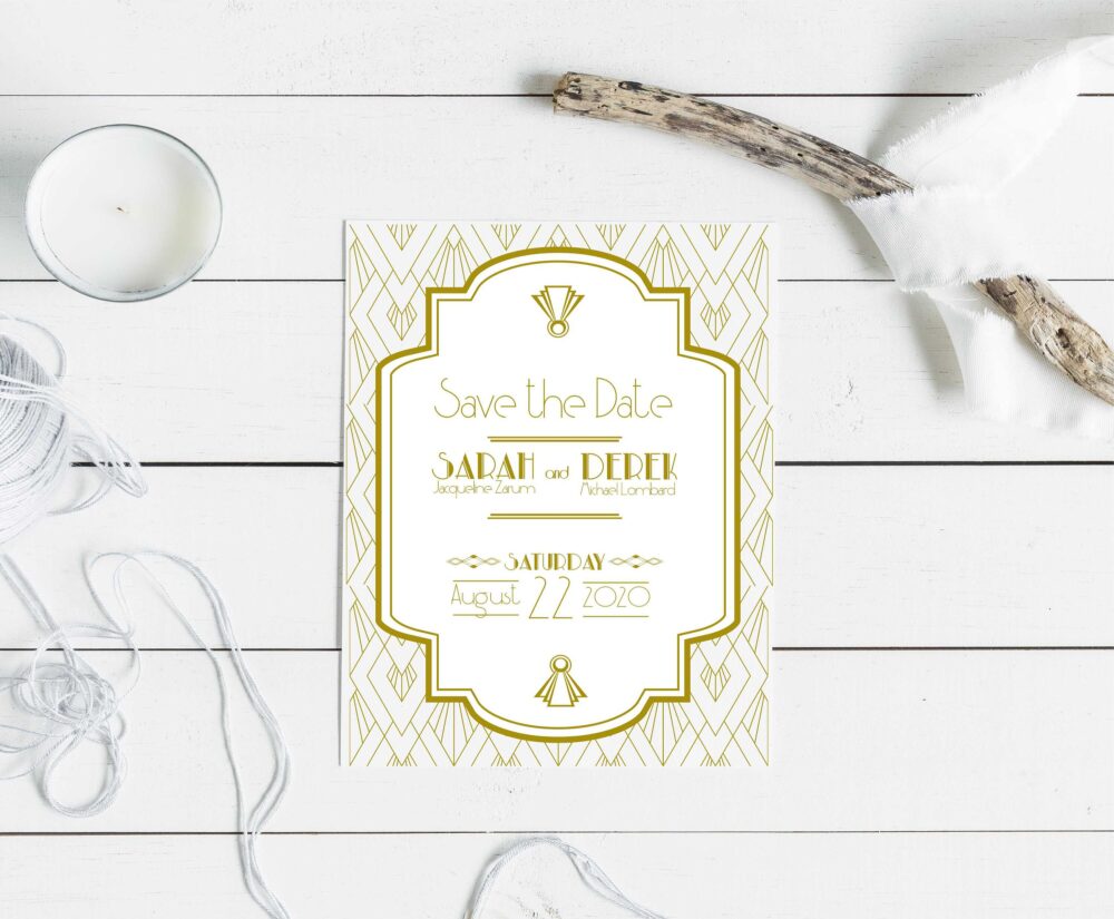 Art Deco Save The Date, Formal Elegant Save Date, Wedding Roaring 20S Vintage Great Gatsby