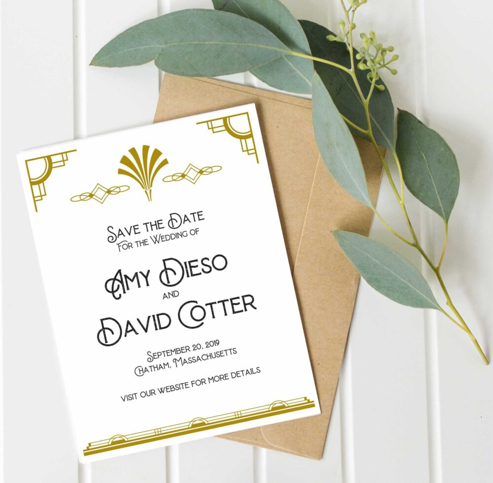 Art Deco Save The Date, Formal Elegant Save Date, Wedding Roaring 20S Vintage Great Gatsby