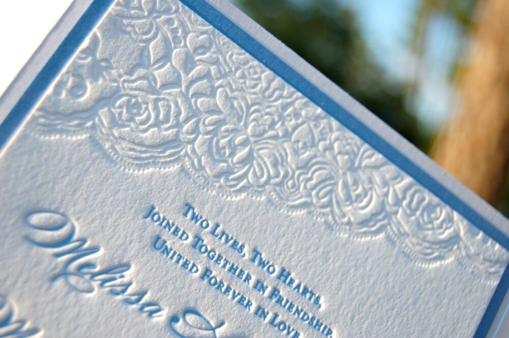 Lace Letterpress Wedding Invitation, Invitations, Pocket Fold Invitation Rhinestone Ribbon