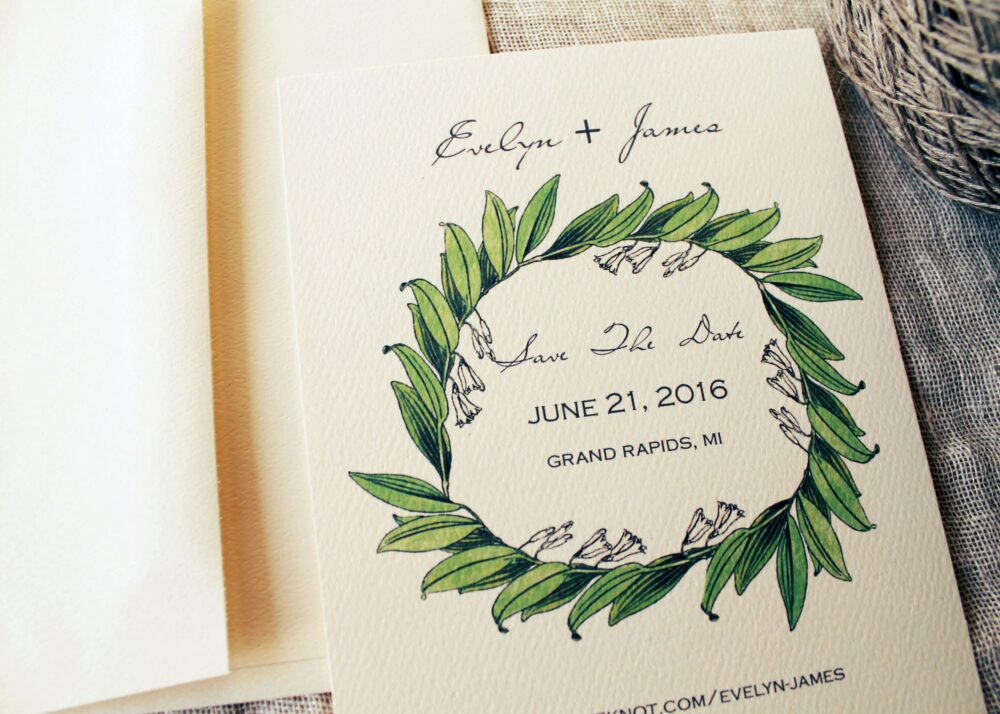 Lily Wedding Save The Date Cards | Botanical Vintage Floral Download Outdoor Printed
