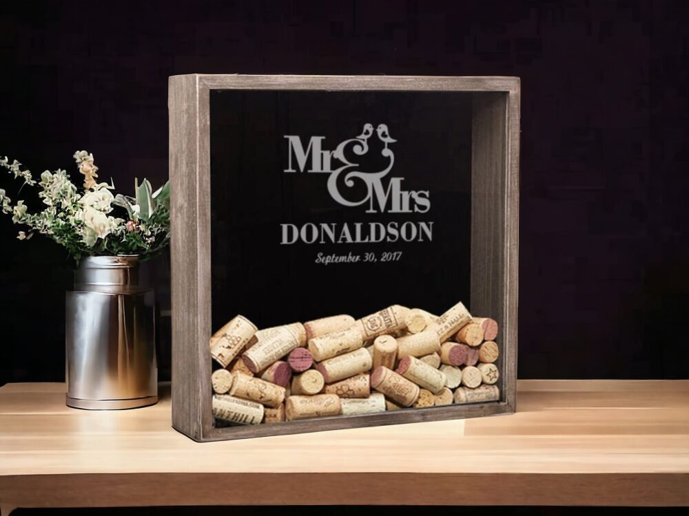 Wedding Shadow Box, Wine Cork Holder, Personalized Box For Corks, Gifts The Couple, Drop Gift Ideas