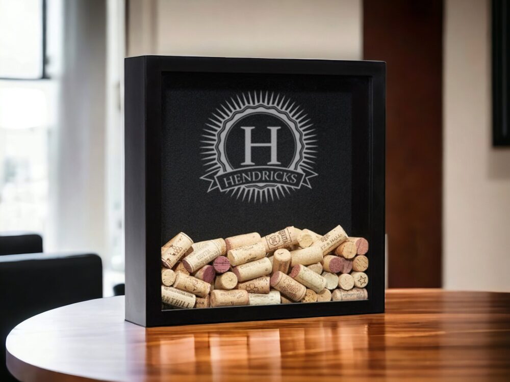 Personalized Wine Cork Shadow Box, Holder, Wedding Gift, Guest Drop Husband Gift