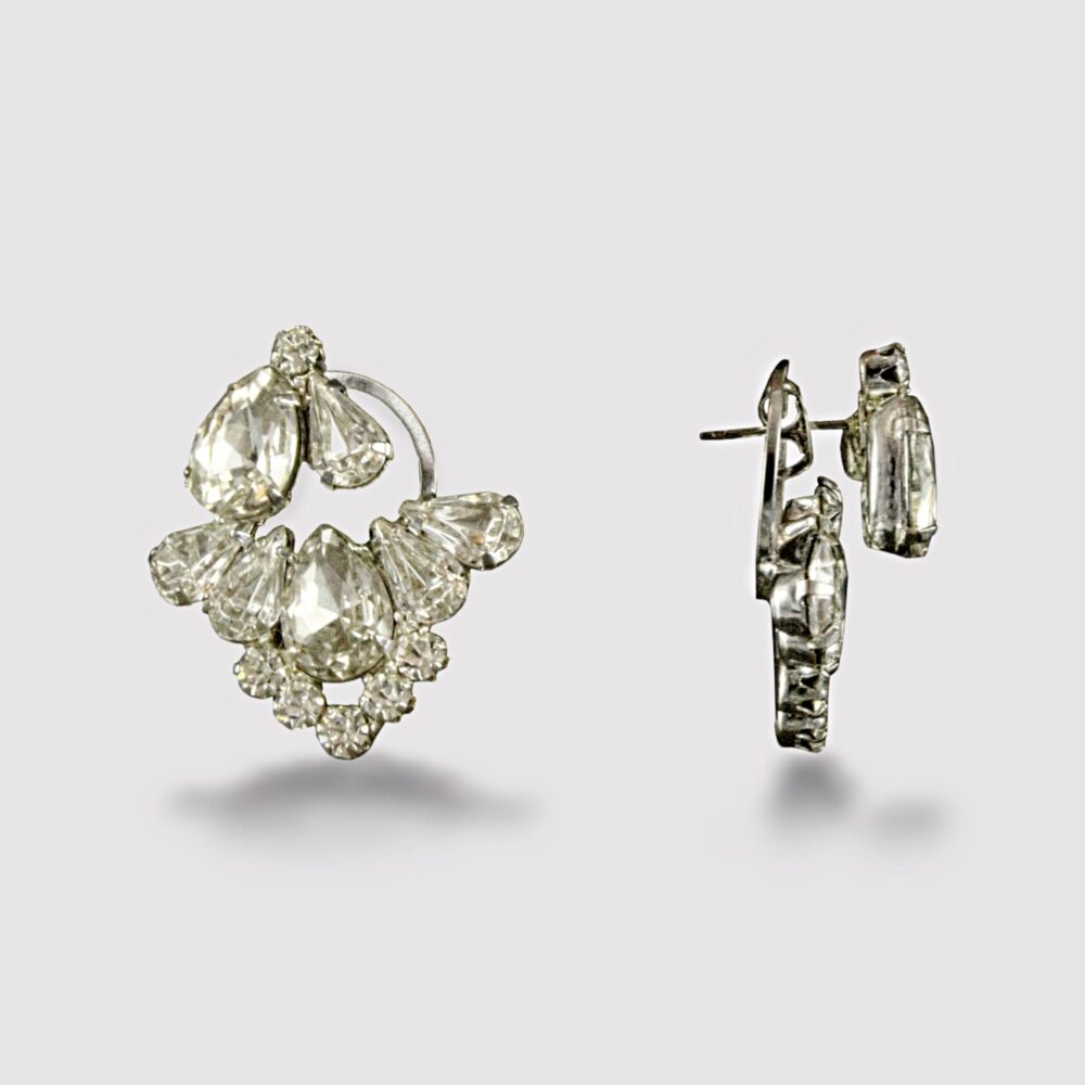 Crystal Ear Jacket Earrings Rhinestone Climber Silver Cubic Zirconia Bridal Art Deco Cluster Earring Cz Jewelry, Cersi