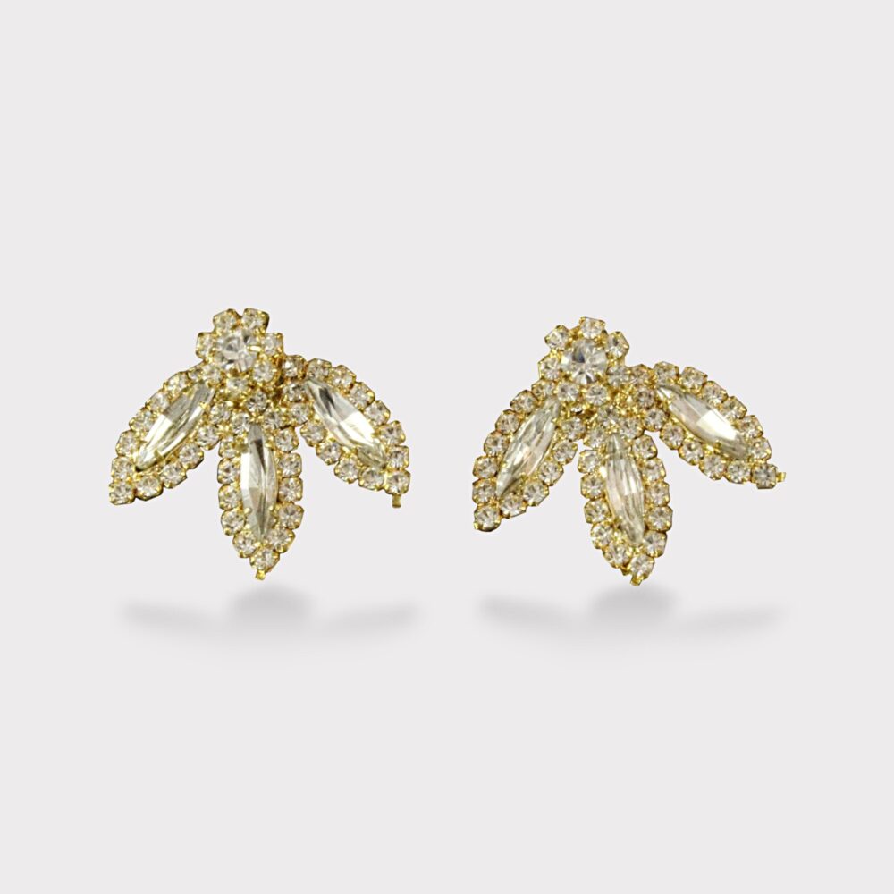 Bridesmaid Earrings Gold Jacket Crystal Ear Climber Art Deco Rhinestone Stud Cubic Zirconia Wedding Jewelry, Kyle