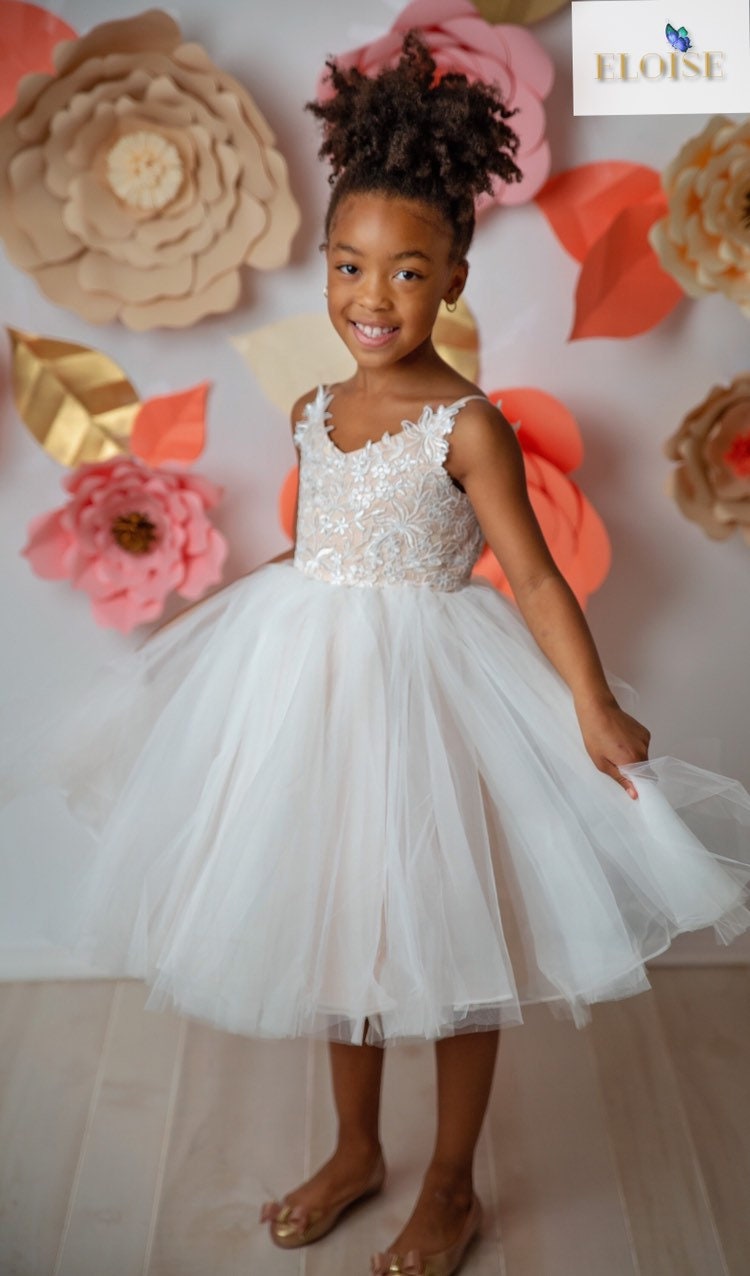 Lace Tulle Wedding Flower Girl Dress/Birthday Party Girls Formal Communion Junior Bridesmaid