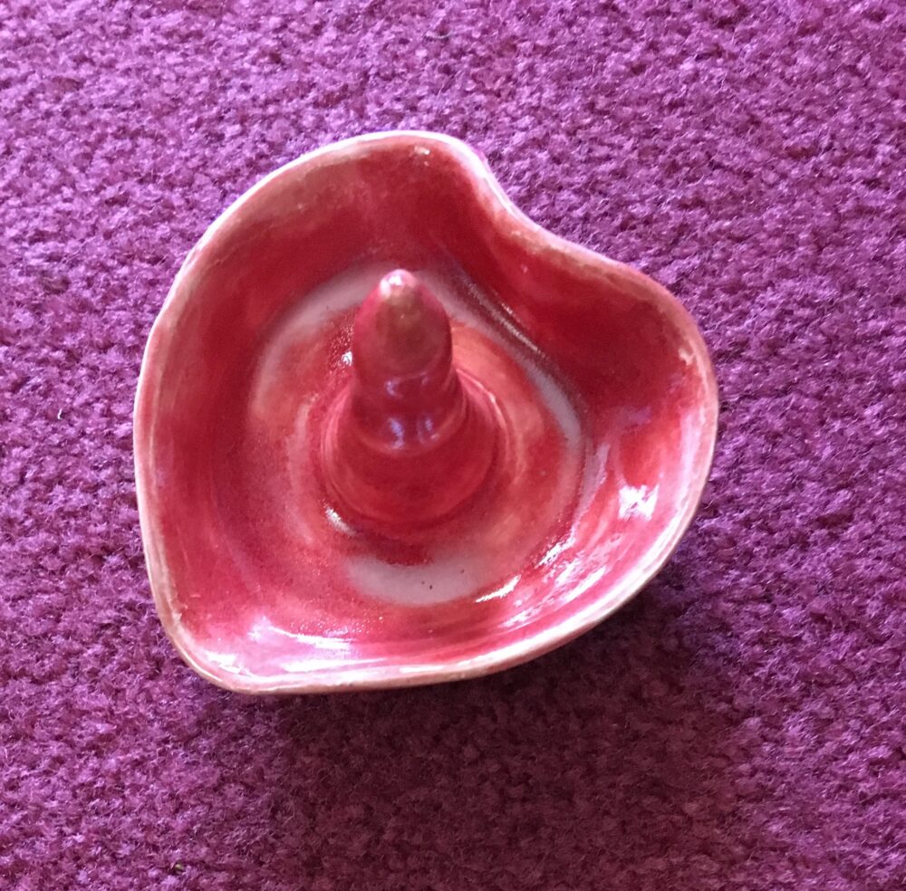 Pink Heart Ring Holder Dish/Valentine Jewelry Dish/Ceramic Dish/Ring Dish/Trinket Dish/Pottery Dish/Ceramics & Potter
