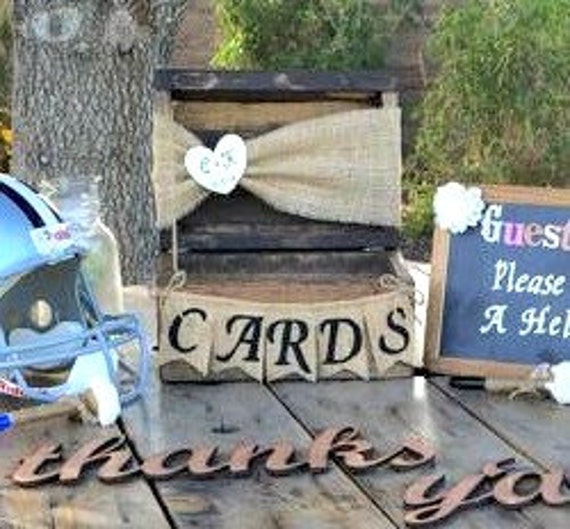Burlap Wedding Card Box, Wood Western Decor, Rustic Reception, Boho, Shabby Chic