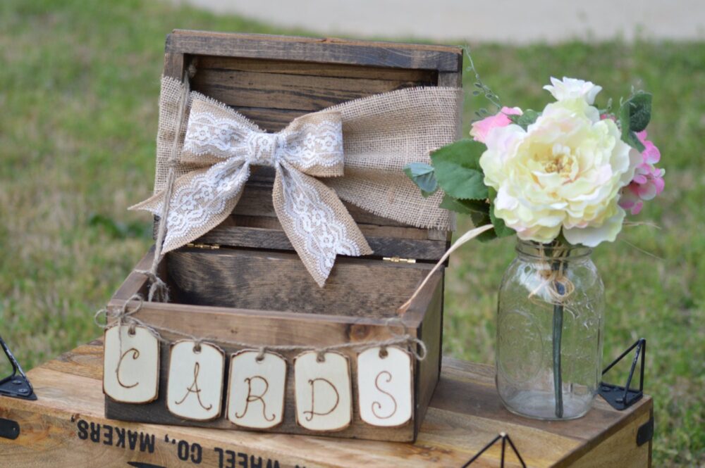 Burlap & Lace Wedding Card Box, Shabby Chic Country Reception