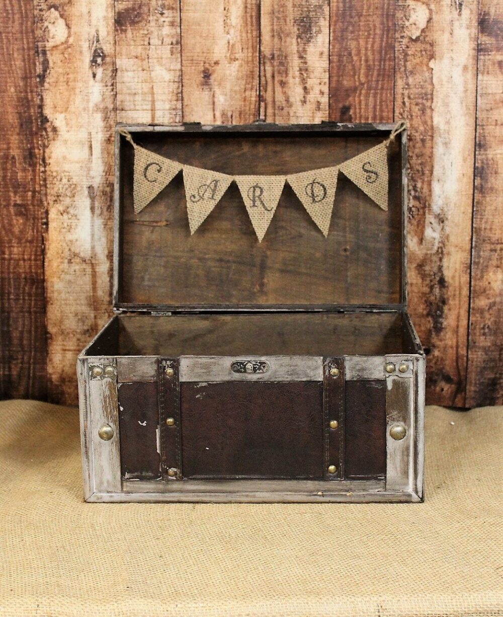 Wedding Card Box With Burlap Banner-Rustic Box-Shabby Chic Decor, Distressed Box, Reception Holder