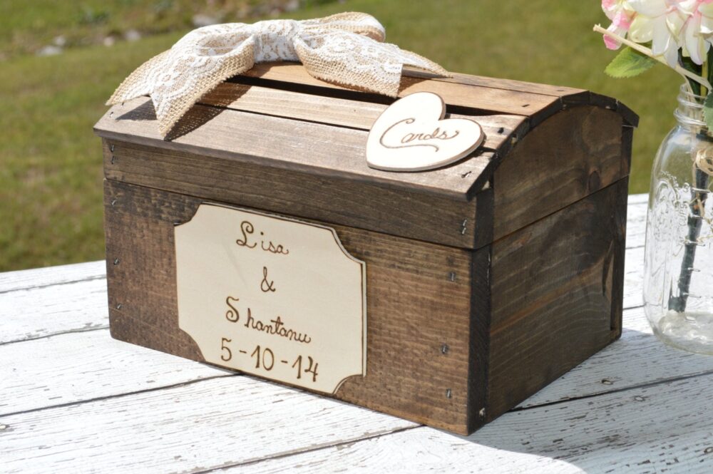 Shabby Chic Card Box, Custom Wedding Xlarge Size, Burlapand Lace Decor, Country Reception Decor