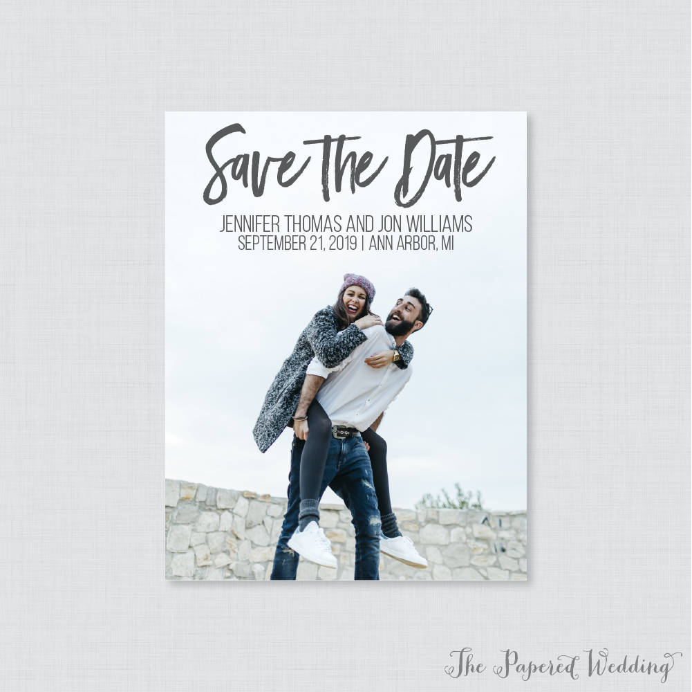 Printable Or Printed Photo Save The Date Cards - Casual Hand-Lettered Our For Wedding, Modern Picture Dates 103