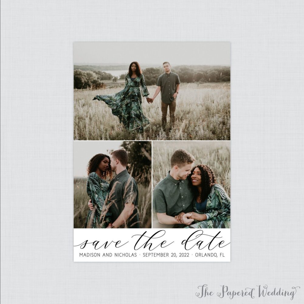Picture Collage Save The Date Magnets - Three Photo Our For Wedding Vertical Fridge Magnet with Photos 118