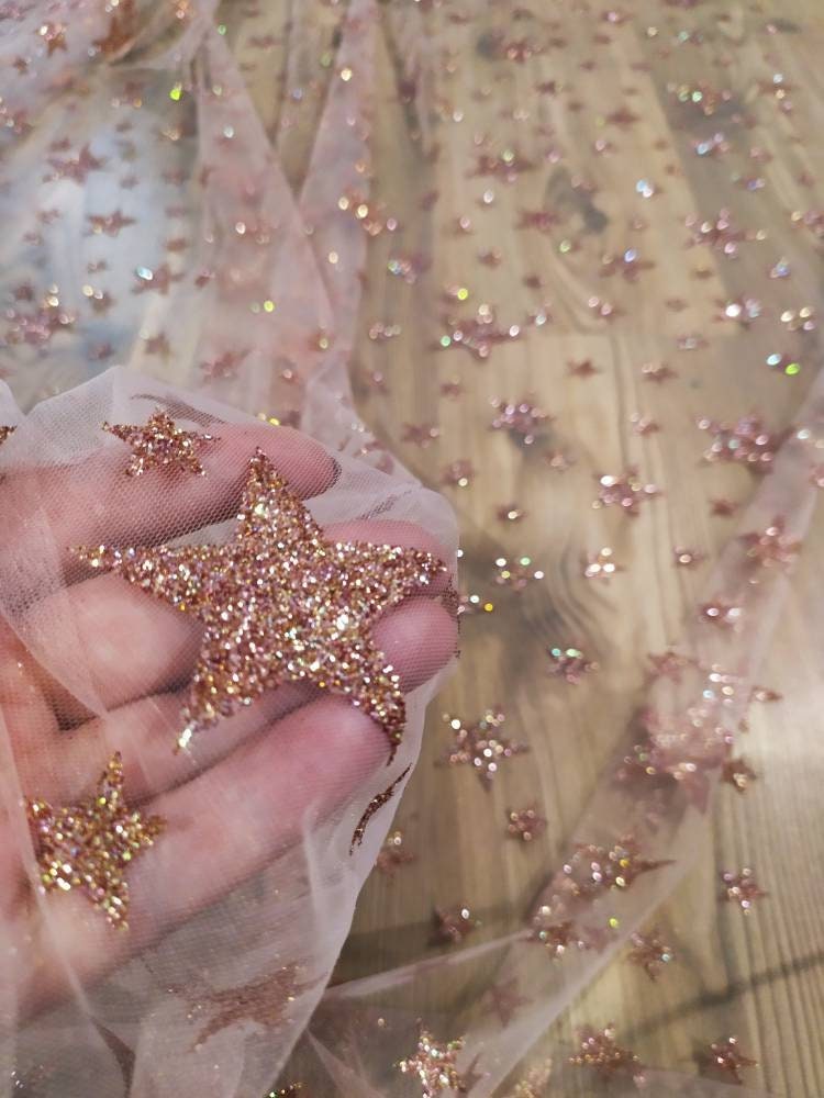 Glitter "stars" Tulle Fabric Sparkle Lace On The Mesh Black Tulle Transparent By Yard Fabrics