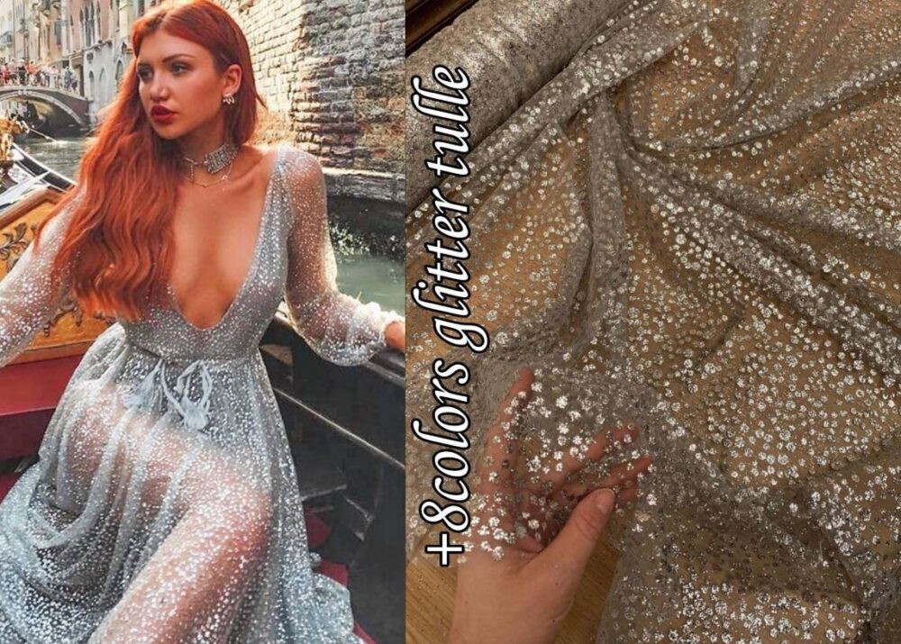 8 Colors Glitter Tulle Fabric Sparkle Lace On The Mesh Black Tulle Transparent By Yard Fabrics