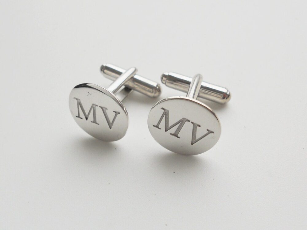 Wedding Cufflinks For Groom, Silver Initials Cufflinks, Personalized Groomsmen Cufflinks, Engraved Block Cufflinks, Monogram Cufflinks