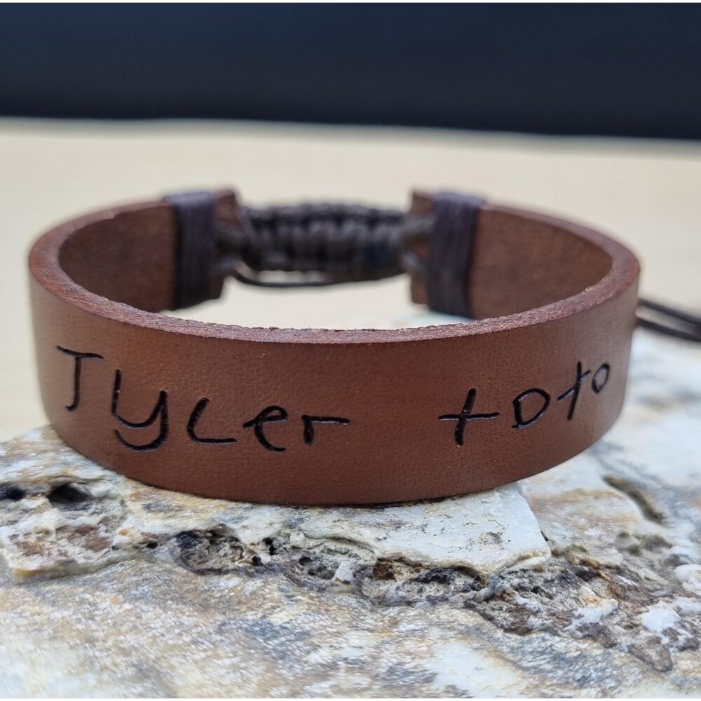 Custom Handwriting Leather Bracelet - Memorial Signature Jewelry