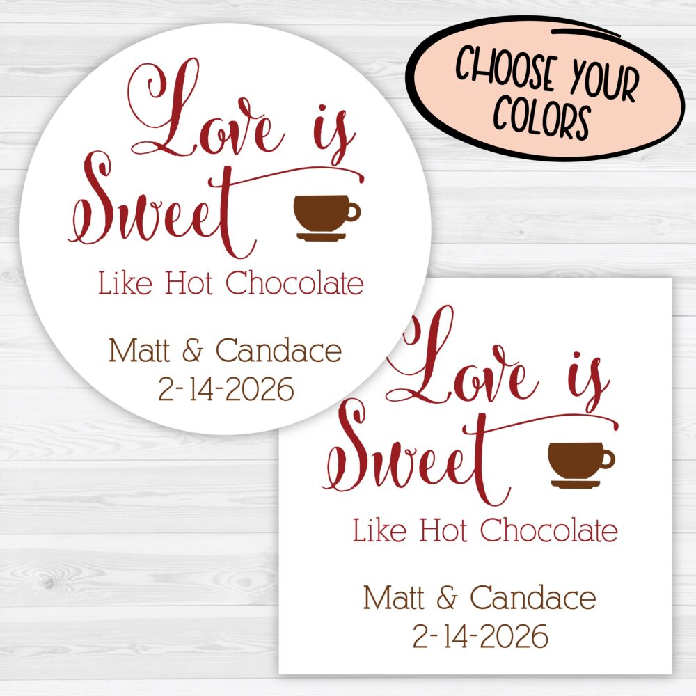 Hot Cocoa Wedding Stickers | Chocolate Favor Labels Autumn 177-Wh
