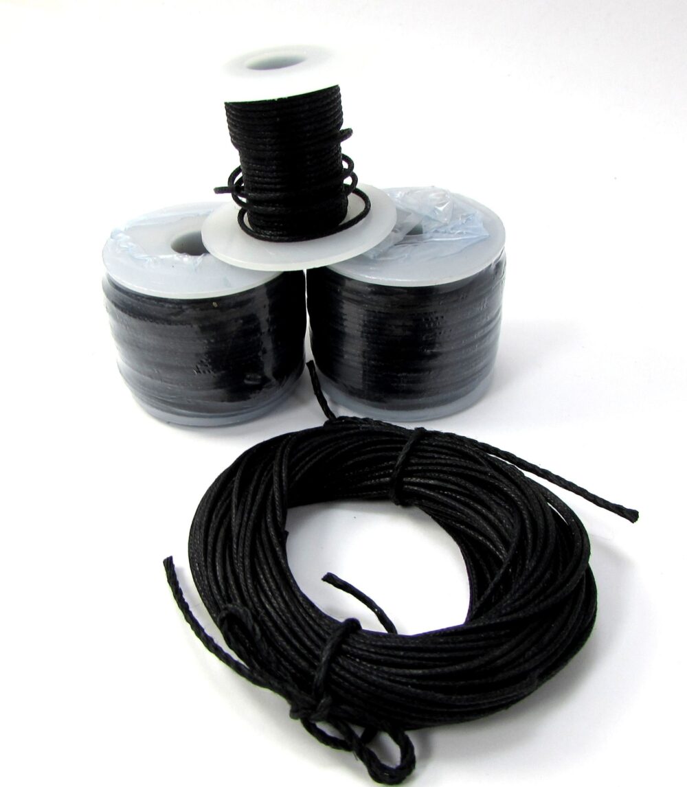 1mm Black Waxed Cotton Cord, 5 Yards Beading Supplies, Jewelry Item 637Ct