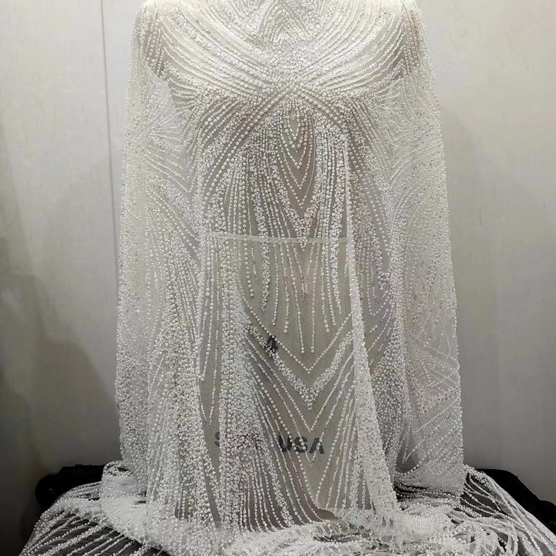 1 Yard Beaded Embroidered Flower Lace Fabric For Wedding Dress, Luxurious Sequin Lace, Evening Dress Beading Fabric, Lace Accessories