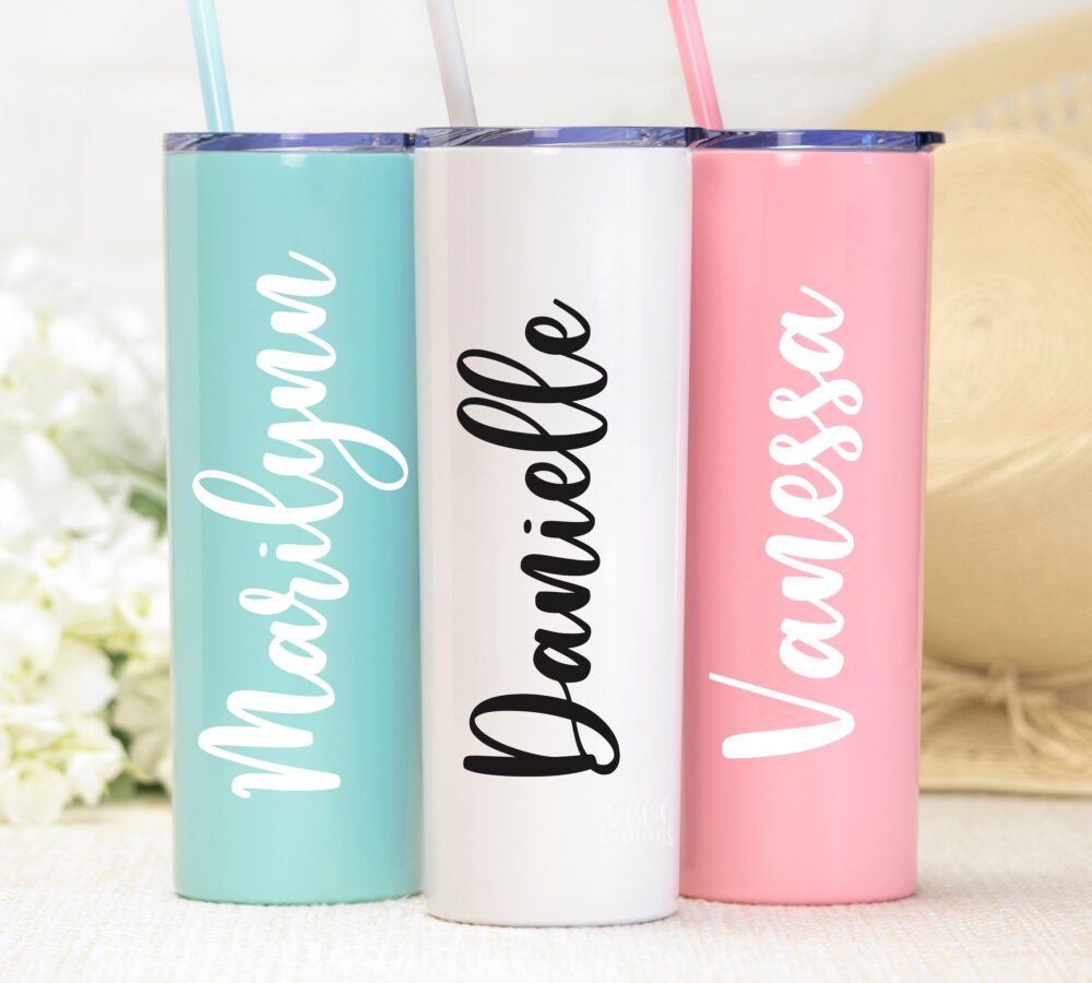Personalized Tumbler With Name | Custom Straw Bridesmaid Gift Birthday Girls Weekend Cup Vacation