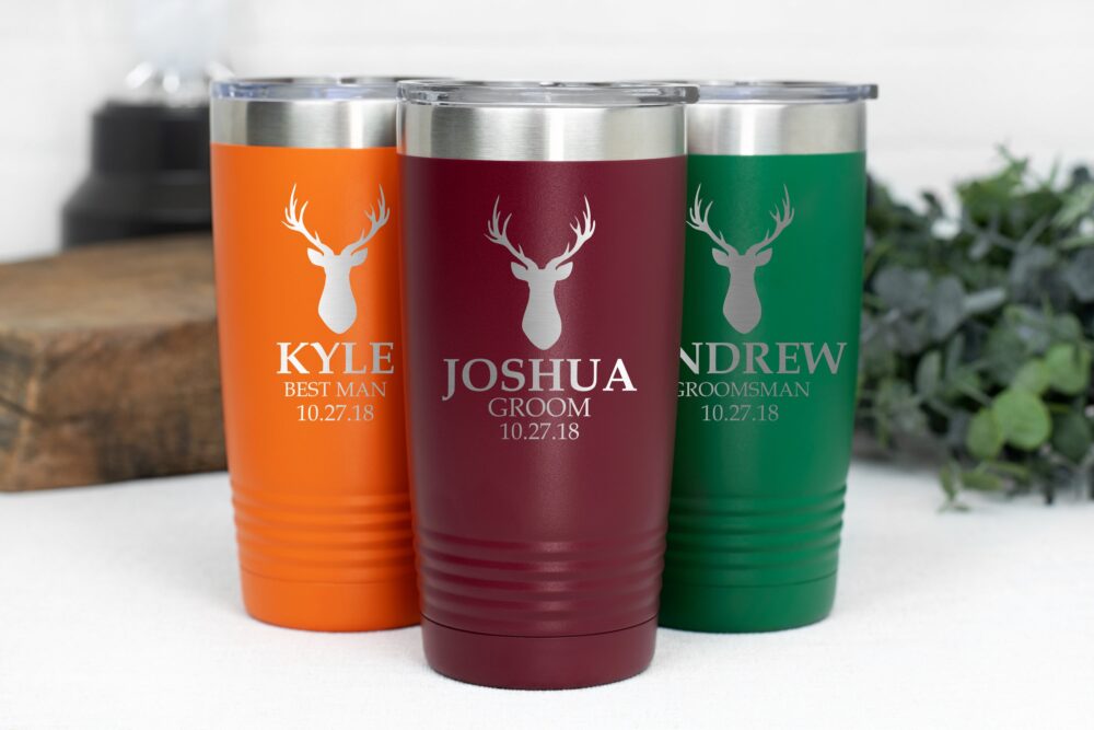Personalized Deer Tumbler, Groomsmen Gifts, Rustic, Wedding, Groomsman Gift, Best Man Father Of The Bride, Groom Redneck Wedding