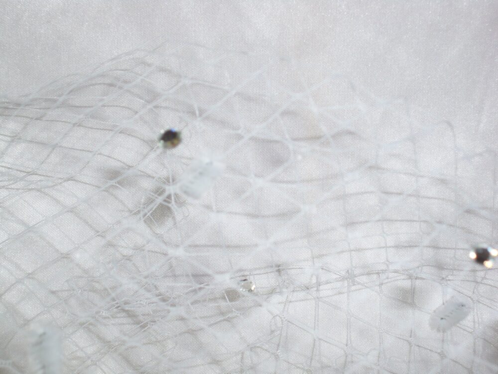 White Birdcage Veil, Short White Crystal Netting Mourning Costume Halloween Veil, Burlesque Blusher Veil