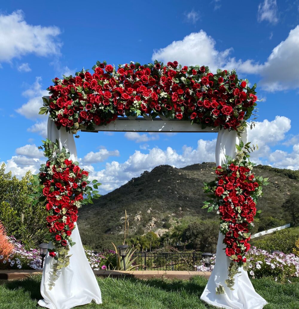 Red Rose Wedding Arch Swags, Flower Package, Circle Flowers, Arbor Swag, Event Floral
